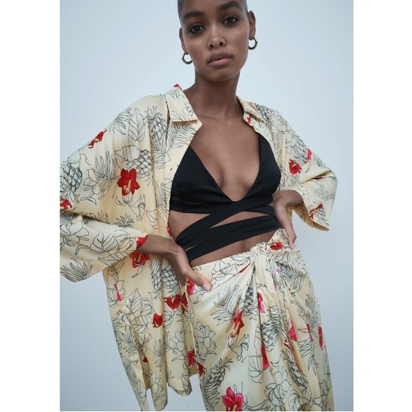 NWT Zara 2-Piece Printed Shirt & Knotted Skirt Set - Picture 5 of 16